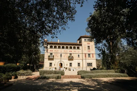 Decorated façade and garden of Bell Recó near Barcelona