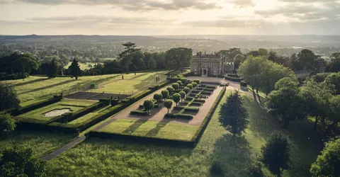 Hedsor House and its formal gardens above the Thames Valley