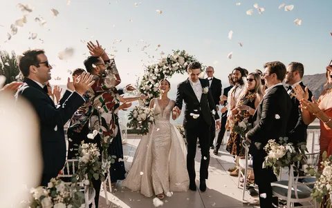 Wedding celebration on the terrace at Le Ciel Santorini