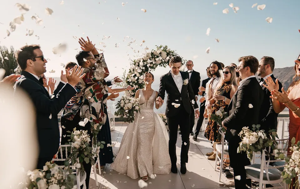 Wedding celebration on the terrace at Le Ciel Santorini