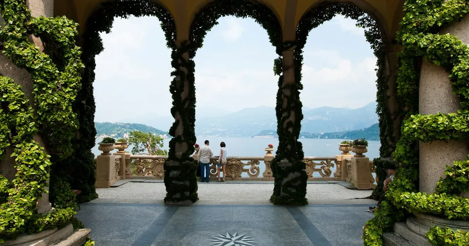 Lake Como framed by the loggia at Villa del Balbianello
