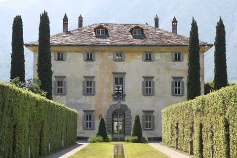 Villa Balbiano framed by its formal garden in Ossuccio on Lake Como