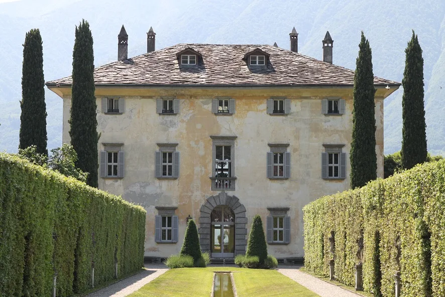 Villa Balbiano framed by its formal garden in Ossuccio on Lake Como