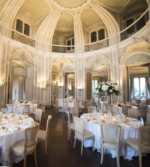 Historic reception hall at Villa Borromeo in Cassano d’Adda